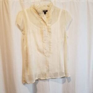 AGB button up sheer ruffled‎ shirt top